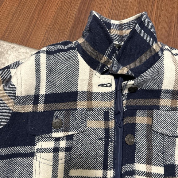 Blue white and brown plaid fall jacket - Picture 2 of 5